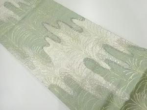 リサイクル　草葉に抽象模様織出し袋帯